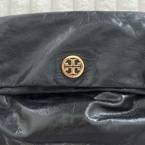Vintage Tory Burch Dena Fold Over Black Leather Crossbody Bag - Picture 8 of 8